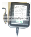 UB400-9FA AC ADAPTER 9VAC 400mA USED ~(~) 1.1x3.5x8.4mm ROUND BA UB400-9FA AC ADAPTER 9VAC 400mA USED ~(~) 1.1x3.5x8.4mm ROUND BA